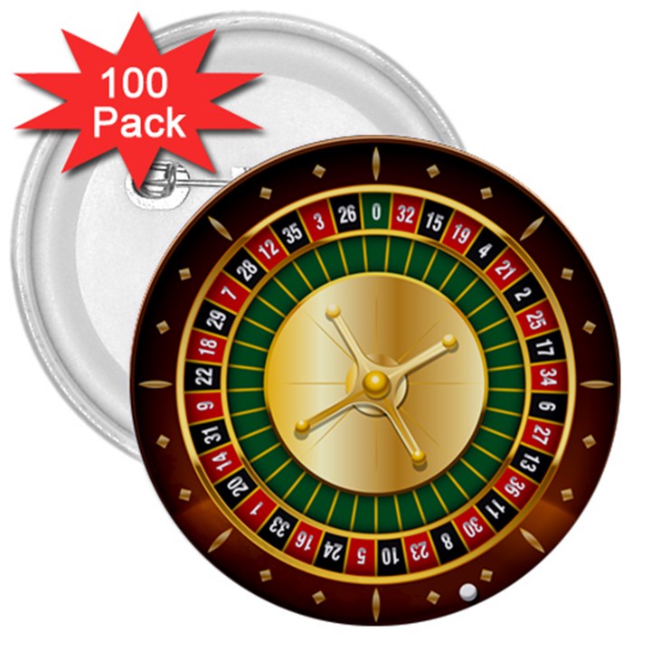 Casino Roulette Clipart 3  Buttons (100 pack) 