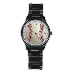 Baseball Stainless Steel Round Watch by BangZart