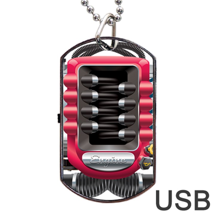 Car Engine Dog Tag USB Flash (One Side)