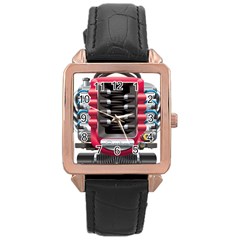 Car Engine Rose Gold Leather Watch  by BangZart