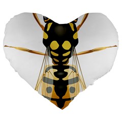 Wasp Large 19  Premium Flano Heart Shape Cushions by BangZart