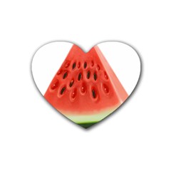 Piece Of Watermelon Rubber Coaster (heart)  by BangZart