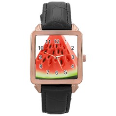 Piece Of Watermelon Rose Gold Leather Watch  by BangZart