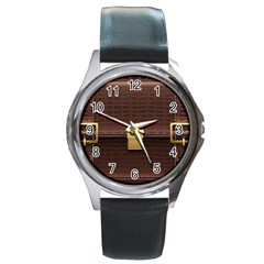 Brown Bag Round Metal Watch