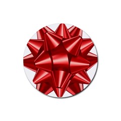 Red Bow Rubber Round Coaster (4 Pack)  by BangZart