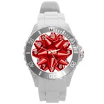 Red Bow Round Plastic Sport Watch (L) Front