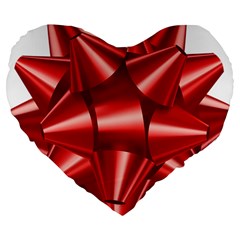 Red Bow Large 19  Premium Flano Heart Shape Cushions by BangZart