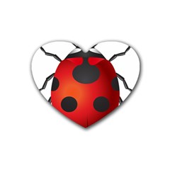 Ladybug Insects Rubber Coaster (heart)  by BangZart