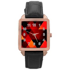 Abstract Triangle Wallpaper Rose Gold Leather Watch  by BangZart