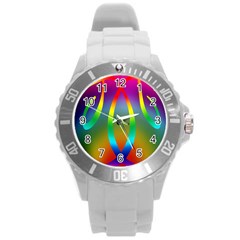 Colorful Easter Egg Round Plastic Sport Watch (l) by BangZart