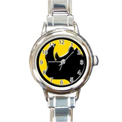 Black Rhino Logo Round Italian Charm Watch by BangZart