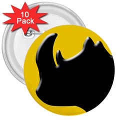 Black Rhino Logo 3  Buttons (10 Pack)  by BangZart