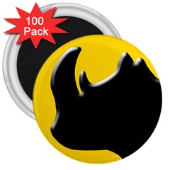 Black Rhino Logo 3  Magnets (100 Pack) by BangZart