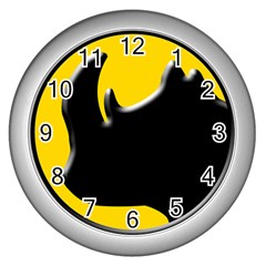 Black Rhino Logo Wall Clocks (silver)  by BangZart