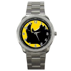 Black Rhino Logo Sport Metal Watch by BangZart