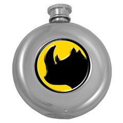 Black Rhino Logo Round Hip Flask (5 Oz) by BangZart