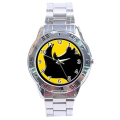 Black Rhino Logo Stainless Steel Analogue Watch by BangZart