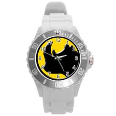 Black Rhino Logo Round Plastic Sport Watch (l) by BangZart