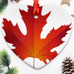 Autumn Maple Leaf Clip Art Ornament (heart) by BangZart