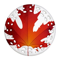 Autumn Maple Leaf Clip Art Ornament (round Filigree) by BangZart