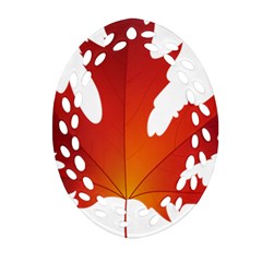 Autumn Maple Leaf Clip Art Ornament (oval Filigree) by BangZart