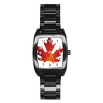 Autumn Maple Leaf Clip Art Stainless Steel Barrel Watch Front