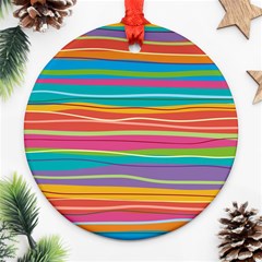 Colorful Horizontal Lines Background Ornament (round) by TastefulDesigns