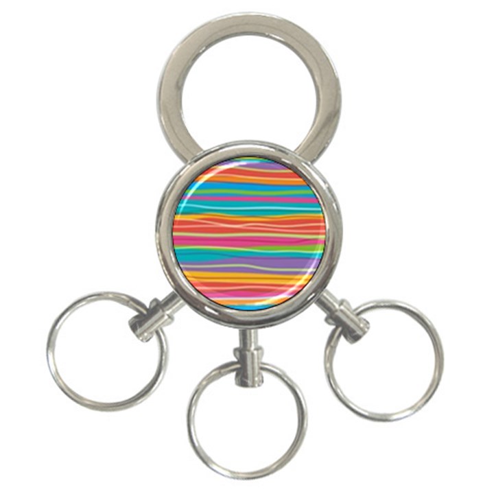 Colorful horizontal lines background 3-Ring Key Chains