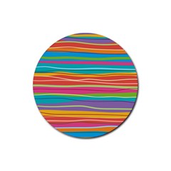 Colorful Horizontal Lines Background Rubber Round Coaster (4 Pack)  by TastefulDesigns