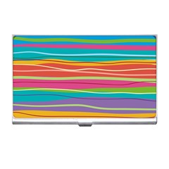 Colorful Horizontal Lines Background Business Card Holders by TastefulDesigns