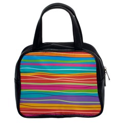 Colorful Horizontal Lines Background Classic Handbags (2 Sides)