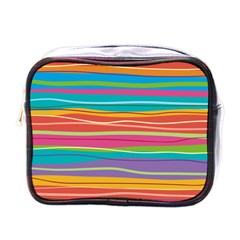 Colorful Horizontal Lines Background Mini Toiletries Bags by TastefulDesigns