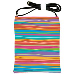 Colorful Horizontal Lines Background Shoulder Sling Bags by TastefulDesigns