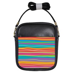 Colorful Horizontal Lines Background Girls Sling Bags by TastefulDesigns