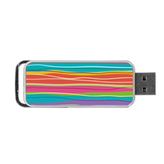 Colorful Horizontal Lines Background Portable Usb Flash (two Sides) by TastefulDesigns