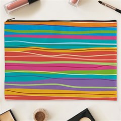 Colorful Horizontal Lines Background Cosmetic Bag (xxxl)  by TastefulDesigns