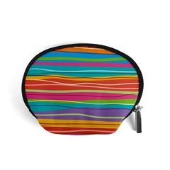 Colorful Horizontal Lines Background Accessory Pouches (small)  by TastefulDesigns