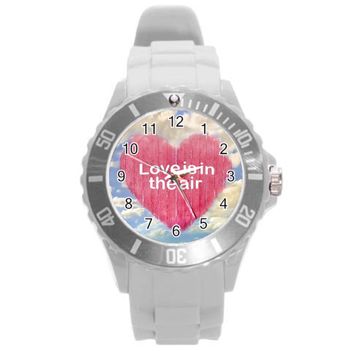 Love Concept Poster Design Round Plastic Sport Watch (L)