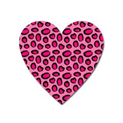 Cute Pink Animal Pattern Background Heart Magnet by TastefulDesigns