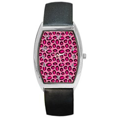 Cute Pink Animal Pattern Background Barrel Style Metal Watch by TastefulDesigns