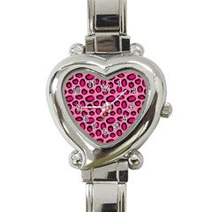 Cute Pink Animal Pattern Background Heart Italian Charm Watch by TastefulDesigns