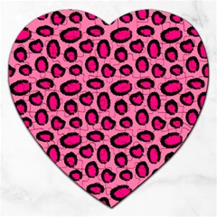 Cute Pink Animal Pattern Background Jigsaw Puzzle (heart) by TastefulDesigns