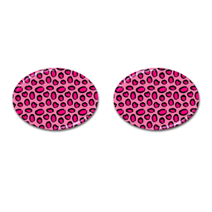 Cute pink animal pattern background Cufflinks (Oval)