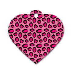 Cute Pink Animal Pattern Background Dog Tag Heart (one Side) by TastefulDesigns