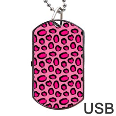 Cute Pink Animal Pattern Background Dog Tag Usb Flash (one Side) by TastefulDesigns