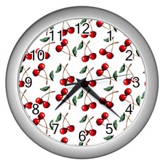 Cherry Red Wall Clocks (silver)  by Kathrinlegg