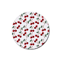 Cherry Red Rubber Round Coaster (4 Pack)  by Kathrinlegg