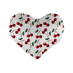 Cherry Red Standard 16  Premium Heart Shape Cushions