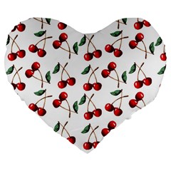 Cherry Red Large 19  Premium Heart Shape Cushions