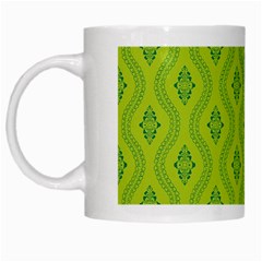 Decorative Green Pattern Background  White Mugs by TastefulDesigns